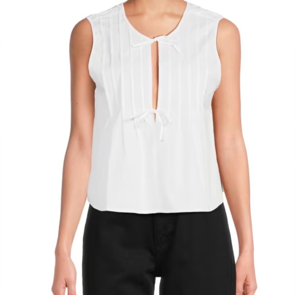 The Front Flare Cotton-Blend Keyhole Top NWT